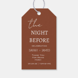 Terracotta de avond voor de bruiloft cadeaulabel