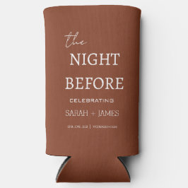 Terracotta de nacht voor de minimale bruiloft seltzer blikjeskoeler