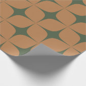 Terracotta Deep Green Mid Century Modern Elegant Cadeaupapier (Hoek)