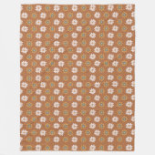 Terracotta deken groovy 70s bloemendesign (Voorkant)