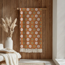 Terracotta deken groovy 70s bloemendesign