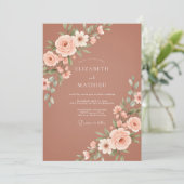 Terracotta Delicate Rustieke Bruiloft Kaart (Staand voorkant)