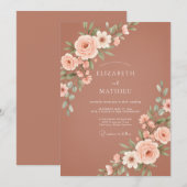 Terracotta Delicate Rustieke Bruiloft Kaart (Voorkant / Achterkant)