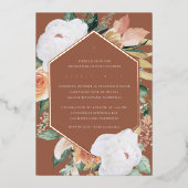 Terracotta | Desert Floral Baptisme Folie Uitnodiging (Voorkant)