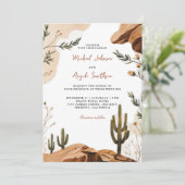 Terracotta Desert Floral Elegante Boheemse bruilof Kaart (Staand voorkant)