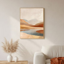 Terracotta Desert Lake Art Neutral for Living Room