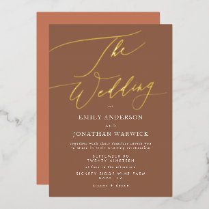 Terracotta Desert Sinaasappel Elegant Boho Gold We Folie Uitnodiging