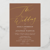 Terracotta Desert Sinaasappel Elegant Boho Gold We Folie Uitnodiging (Voorkant)