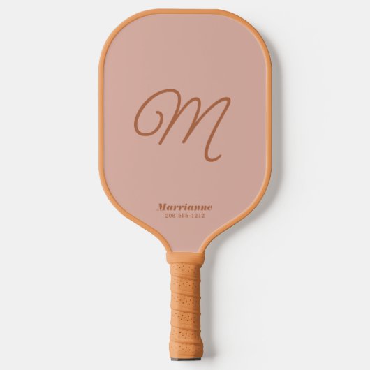 Terracotta Desert Vibes Simple Script Initiaal Pickleball Paddle (Voorkant)