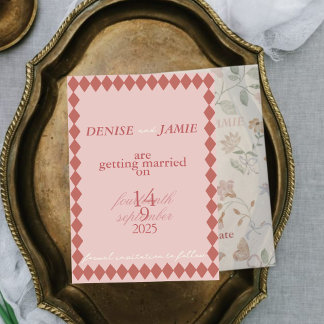 Terracotta Diamond Vellum Insert Onderlay Wedding Save The Date