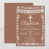 Terracotta Doopmeisje Papel Picado Kaart (Voorkant / Achterkant)