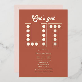 Terracotta Dream Get Lit Retro Christmas Party Folie Uitnodiging