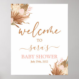 Terracotta Dried Palms Baby shower Welkomstteken Poster