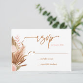 Terracotta Dried Palms RSVP-kaart RSVP Kaartje (Staand voorkant)