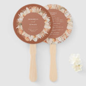 terracotta dry botanical script elegant bruiloft handwaaier (Voorkant en achterkant)