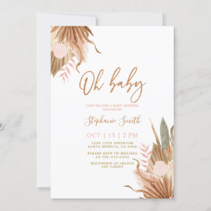 Terracotta dry palms Baby shower Invitation Kaart
