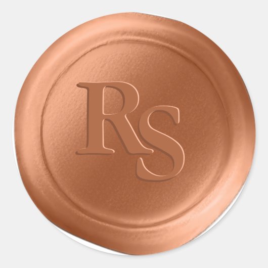 Terracotta Dubbel Monogram Faux Wax Seal Stickers (Voorkant)