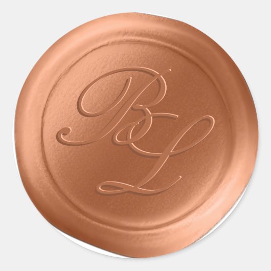 Terracotta Dubbel Monogram Faux Wax Seal Stickers (Voorkant)