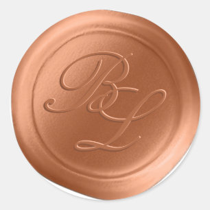 Terracotta Dubbel Monogram Faux Wax Seal Stickers
