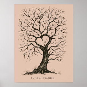 Terracotta DuimPrint Boom Bruiloft Gastenboek Poster