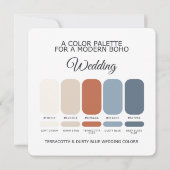 Terracotta Dusty Blue Wedding Color Palette Card Kaart (Achterkant)