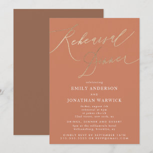 Terracotta Dusty Orange Elegant Wedding Rehearsal Kaart