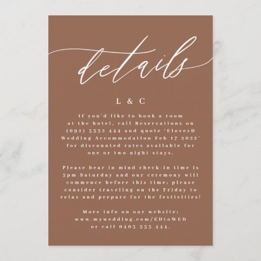 Terracotta Dusty Oranje Elegant Boho All in One Kaart (Achterkant)