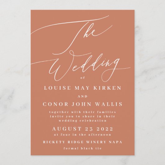 Terracotta Dusty Oranje Elegant Boho All in One Kaart (Voorkant)