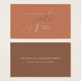 Terracotta Dusty Oranje Elegant Boho Gift Registry Visitekaartje