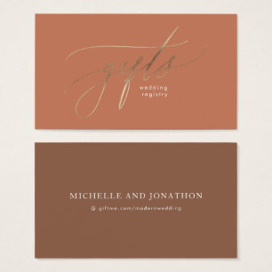 Terracotta Dusty Oranje Elegant Boho Gift Registry Visitekaartje