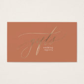 Terracotta Dusty Oranje Elegant Boho Gift Registry Visitekaartje (Voorkant)