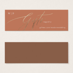 Terracotta Dusty Oranje Elegant Boho Gold Gift Reg Mini Visitekaartjes