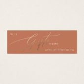 Terracotta Dusty Oranje Elegant Boho Gold Gift Reg Mini Visitekaartjes (Voorkant)