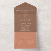 Terracotta Dusty Oranje Elegant Boho Gold Wedding All In One Uitnodiging (Binnen)