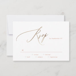 Terracotta Dusty Oranje Elegant Boho Gold Wedding RSVP Kaartje