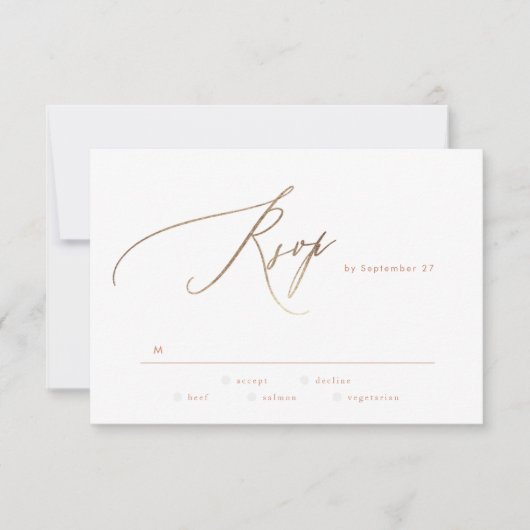 Terracotta Dusty Oranje Elegant Boho Gold Wedding RSVP Kaartje (Voorkant)