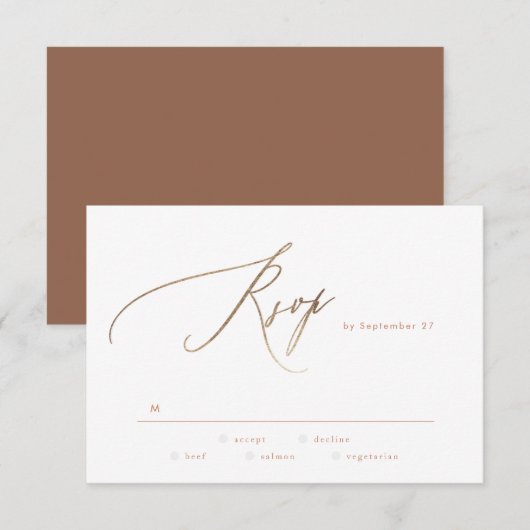 Terracotta Dusty Oranje Elegant Boho Gold Wedding RSVP Kaartje (Voorkant / Achterkant)