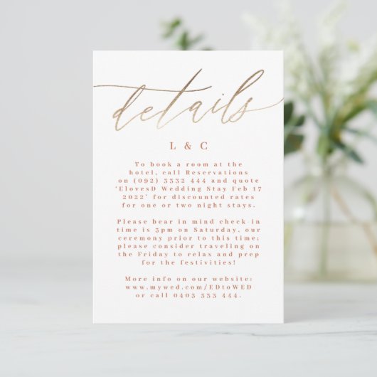 Terracotta Dusty Oranje Elegant Boho Gold Wedding RSVP Kaartje (Staand voorkant)