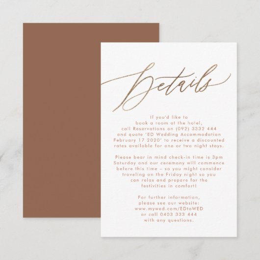 Terracotta Dusty Oranje Elegant Boho Gold Wedding RSVP Kaartje (Voorkant / Achterkant)