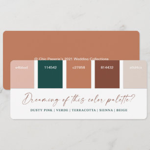 Terracotta & Dusty Pink Wedding Color Palette Card Kaart