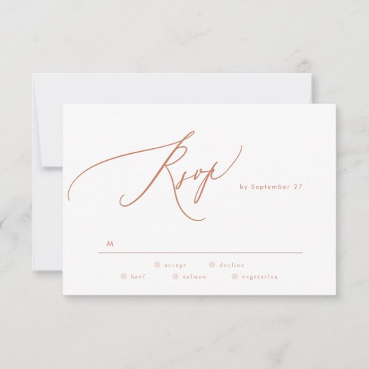 Terracotta Dusty Verbrand Sinaasappel Elegant De b RSVP Kaartje (Voorkant)