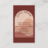 Terracotta Earth Tone Abstract Boho Chic Arch Visitekaartje (Achterkant)
