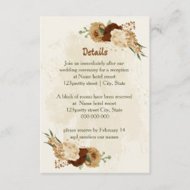 Terracotta Earth Tone Bloemen Trouwdetails Informatiekaartje
