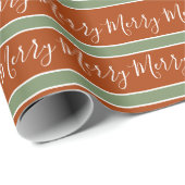 Terracotta Earth Tones Merry Merry Kerstmis Cadeaupapier (Rol Hoek)