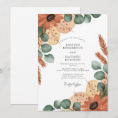 Terracotta Earthy Boho Wedding Kaart (Voorkant / Achterkant)