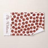 Terracotta Earthy Tone Hand Painted Stippen Patter Bad Handdoek (Handdoek)