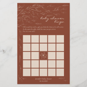 Terracotta Eenvoudig Baby Shower Bingo Spel