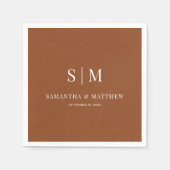 Terracotta Eenvoudig Elegant paar Initialen bruilo Servet (Voorkant)