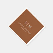 Terracotta Eenvoudig Elegant paar Initialen bruilo Servet (Hoek)