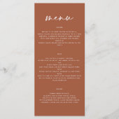 terracotta eenvoudig elegant script bruiloft menu (Voorkant)